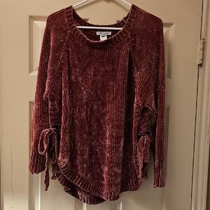 She + Sky Maroon Textured Sweater